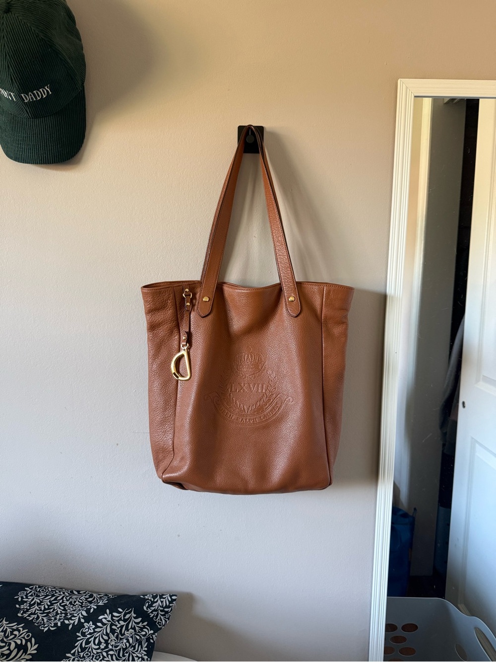 Lauren Ralph Lauren Brown Embossed Leather Tote